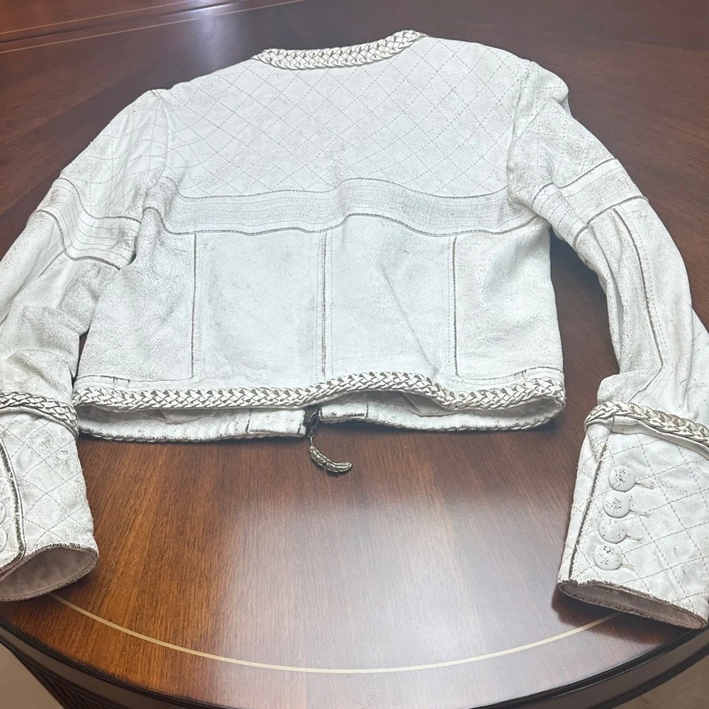 Just Cavalli Genuine Leather Quilted Jacket with Braided Trim – Luxury Designer - Picture 15 of 16